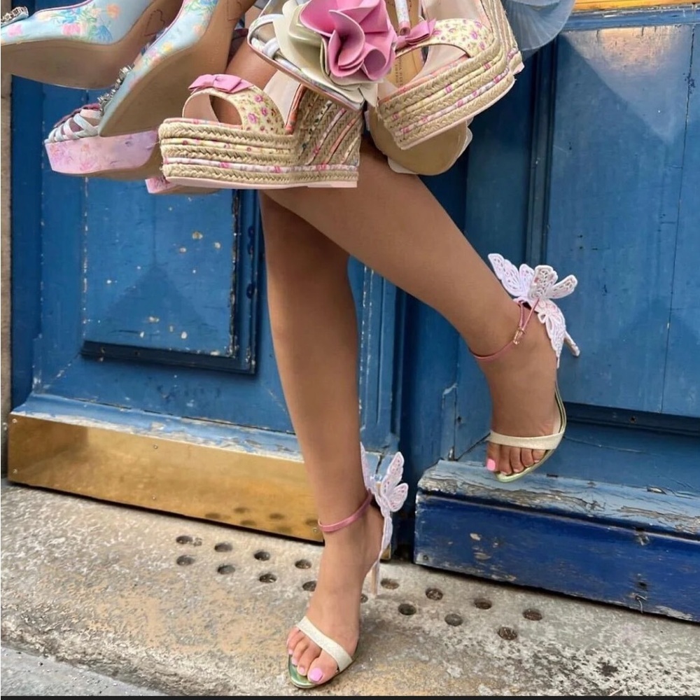 New Sophia Webster x LoveShackFancy Chiara Butterfly Heels - Picture 2 of 13